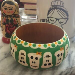 Wood hand painted skull bracelet
